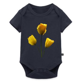gelbe Mohnblumen gelber Mohn - Baby Premium Kurzarmbody - Navy - Vorne