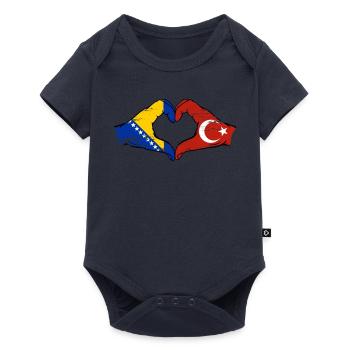 Bosnien Türkei Flagge Hände Herzform used - Baby Premium Kurzarmbody - Navy - Vorne