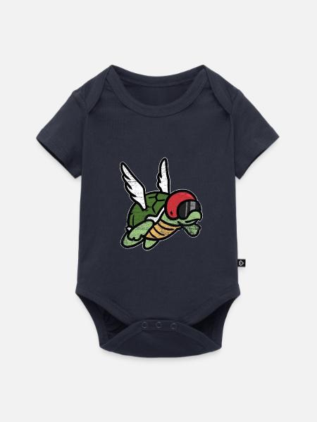 Gemächliche Meeresschildkröte Ozean - Baby Premium Kurzarmbody - Navy