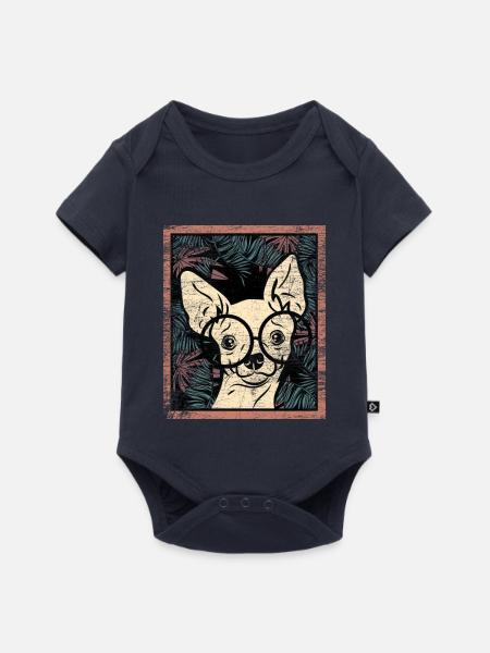 Munterer Chihuahua Spaziergang - Baby Premium Kurzarmbody - Navy