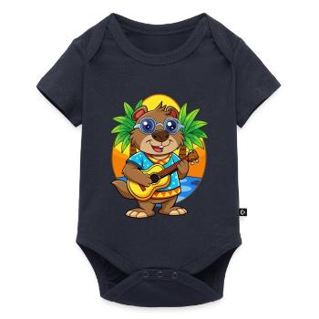 Lustige Biber Cartoon Sommer Strand Sonnenbrille - Baby Premium Kurzarmbody - Navy - Vorne