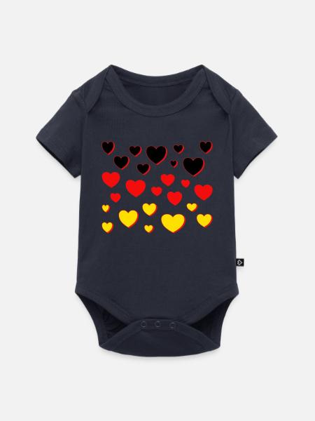 deutschland Fahne Herzen - Baby Premium Kurzarmbody - Navy