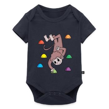 Affe an der Kletterwand - Klettern - Geschenk - Baby Premium Kurzarmbody - Navy - Vorne