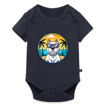 Dogue Argentino Chien Race Dessin Animé Lunettes De Soleil Plage - Body à manches courtes Premium Bébé - bleu marine - Devant