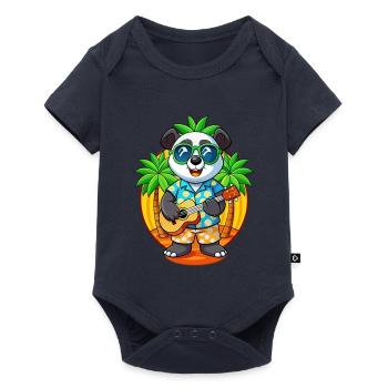 Lustige Panda Sommer Strand Sonnenbrille Hawaiianisch - Baby Premium Kurzarmbody - Navy - Vorne