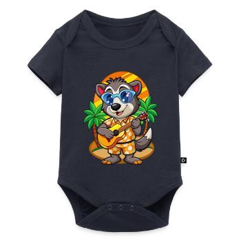 Lustige Dachs Cartoon Sommer Strand Sonnenbrille - Baby Premium Kurzarmbody - Navy - Vorne