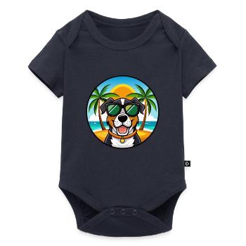 Grand Bouvier Suisse Race Cartoon Beach - Body à manches courtes Premium Bébé - bleu marine - Devant
