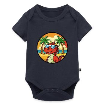 Dragon Funny Cartoon Lunettes de soleil de plage d’été cool - Body à manches courtes Premium Bébé - bleu marine - Devant