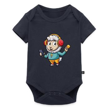 Schaf Lustige Zeichentrickfigur Kopfhörer Musik - Baby Premium Kurzarmbody - Navy - Vorne
