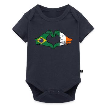 Brésil Irlande Drapeau Aiguilles Coeur Forme Utilisé - Body à manches courtes Premium Bébé - bleu marine - Devant