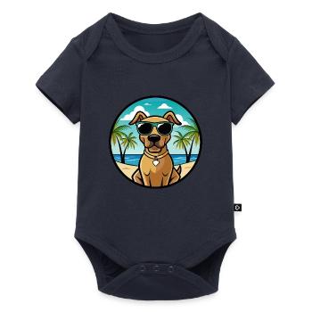 Black Mouth Cur Dog Breed Cartoon Sunglasses Beach - Baby Premium short-sleeve bodysuit - navy - Front