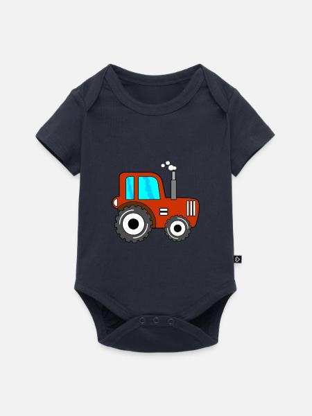 Roter Traktor Jungen Kindertraktor - Baby Premium Kurzarmbody - Navy
