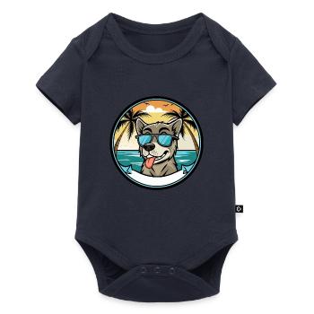 Stephens Cur Hunderasse Cartoon Sonnenbrille Strand - Baby Premium Kurzarmbody - Navy - Vorne