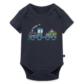 Children's train railway with trailer - Baby Premium short-sleeve bodysuit - navy - Front