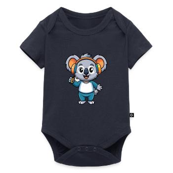 Koala Lustige Cartoon Figur Kopfhörer Musik - Baby Premium Kurzarmbody - Navy - Vorne