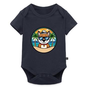 Cao De Seo Miguel Hunderasse Cartoon Strand - Baby Premium Kurzarmbody - Navy - Vorne