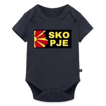 Skopje City with North Macedonia Flag Design - Baby Premium short-sleeve bodysuit - navy - Front