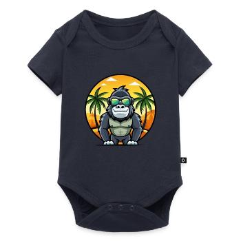 Gorilla Lustige Cartoon Sommer Strand Sonnenbrille Cool - Baby Premium Kurzarmbody - Navy - Vorne