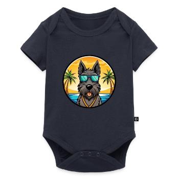 Scottish Terrier Hunderasse Cartoon Sonnenbrille Strand - Baby Premium Kurzarmbody - Navy - Vorne