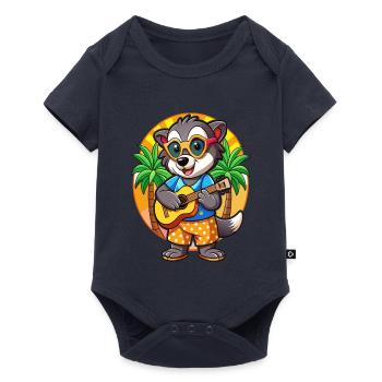 Lustige Dachs Cartoon Sommer Strand Sonnenbrille - Baby Premium Kurzarmbody - Navy - Vorne