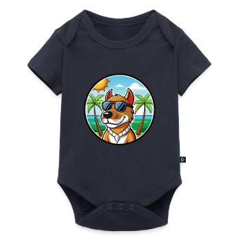Norwegischer Windhund Dunker Hunderasse Cartoon Strand - Baby Premium Kurzarmbody - Navy - Vorne