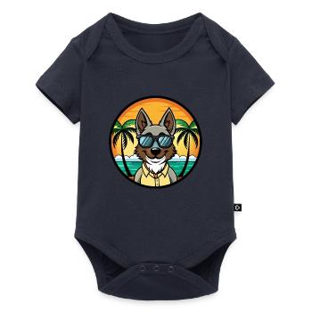 Georgischer Schäferhund Hunderasse Cartoon Sonnenbrille Strand - Baby Premium Kurzarmbody - Navy - Vorne
