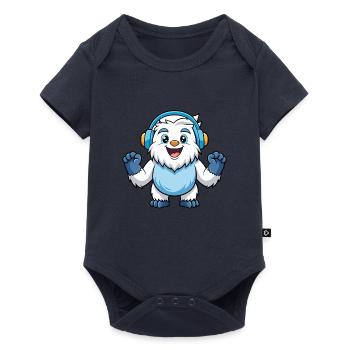 Yeti Lustige Zeichentrickfigur Kopfhörer Musik - Baby Premium Kurzarmbody - Navy - Vorne