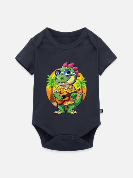 Lustige Dinosaurier Cartoon Sommer Strand Sonnenbrille - Baby Premium Kurzarmbody - Navy