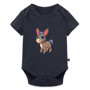 Esel Niedliche Maskottchen Zeichentrickfigur Kawaii - Baby Premium Kurzarmbody - Navy - Vorne