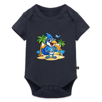 Blue Jay Lustige Cartoon Sommer Strand Sonnenbrille - Baby Premium Kurzarmbody - Navy - Vorne