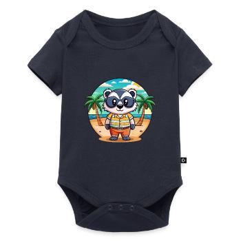 Badger Lustige Cartoon Sommer Strand Sonnenbrille - Baby Premium Kurzarmbody - Navy - Vorne