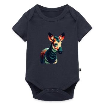 Okapi Zeichentrickfigur Buntes Haustier Tier - Baby Premium Kurzarmbody - Navy - Vorne