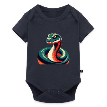 Anaconda Cartoon Character Colorful Pet Animal - Baby Premium short-sleeve bodysuit - navy - Front