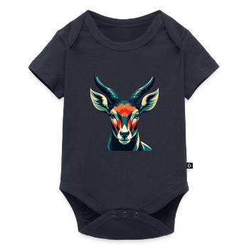 Antilope Zeichentrickfigur Buntes Haustier Tier - Baby Premium Kurzarmbody - Navy - Vorne