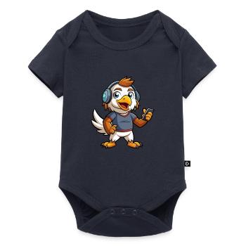 Eagle Funny Cartoon Character Musique de casque - Body à manches courtes Premium Bébé - bleu marine - Devant