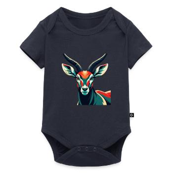 Antilope Zeichentrickfigur Buntes Haustier Tier - Baby Premium Kurzarmbody - Navy - Vorne