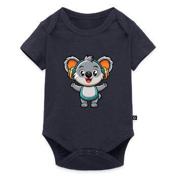 Koala Lustige Zeichentrickfigur Kopfhörer Musik - Baby Premium Kurzarmbody - Navy - Vorne