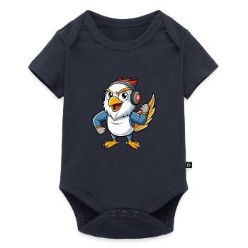 Falcon Funny Cartoon Character Headphone Music - Baby Premium short-sleeve bodysuit - navy - Front