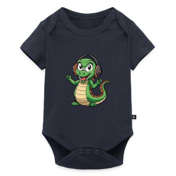 Anaconda Lustige Cartoon Figur Kopfhörer Musik - Baby Premium Kurzarmbody - Navy - Vorne