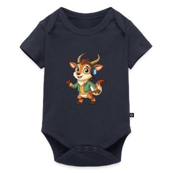 Antilope Lustige Cartoon Figur Kopfhörer Musik - Baby Premium Kurzarmbody - Navy - Vorne