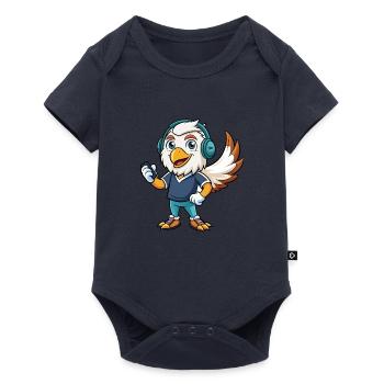 Eagle Funny Cartoon Character Musique de casque - Body à manches courtes Premium Bébé - bleu marine - Devant