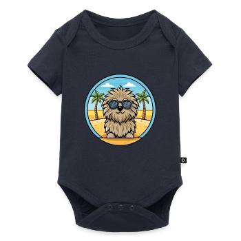 Puli Chien Race Dessin Animé Lunettes De Soleil Plage - Body à manches courtes Premium Bébé - bleu marine - Devant