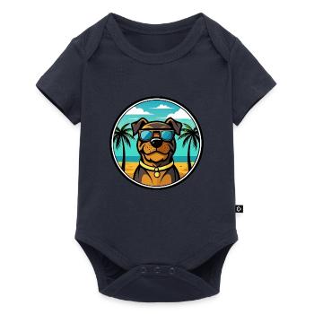 Rottweiler Chien Race Dessin Animé Lunettes De Soleil Plage - Body à manches courtes Premium Bébé - bleu marine - Devant