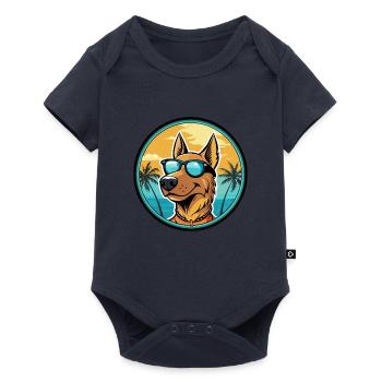 Deutscher Windhund Rasse Cartoon Sonnenbrille Strand - Baby Premium Kurzarmbody - Navy - Vorne