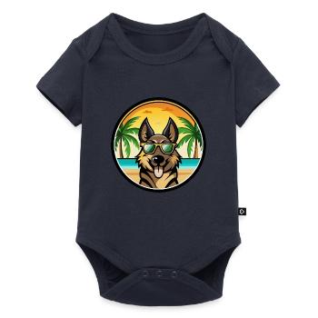 Berger d’Europe de l’Est Race Cartoon Beach - Body à manches courtes Premium Bébé - bleu marine - Devant