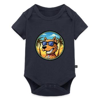 Kanarische Warren Hound Hunderasse Cartoon Sonnenbrille - Baby Premium Kurzarmbody - Navy - Vorne