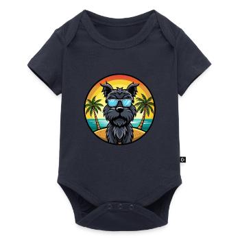 Schwarze russische Terrier Hunderasse Cartoon Sonnenbrille - Baby Premium Kurzarmbody - Navy - Vorne