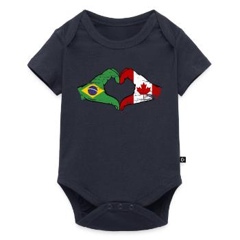 Brazil Canada Flag Hands Heart Shape Used - Baby Premium short-sleeve bodysuit - navy - Front