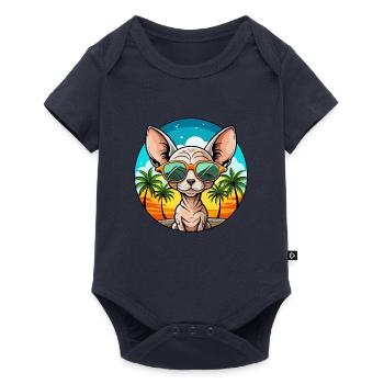 Devon Rex Katzenrasse Cartoon Sonnenbrille Strand - Baby Premium Kurzarmbody - Navy - Vorne