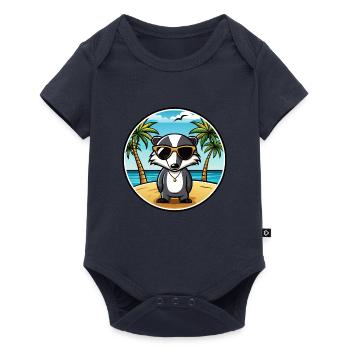 Dachs Lustige Cartoon Sommer Strand Sonnenbrille Cool - Baby Premium Kurzarmbody - Navy - Vorne